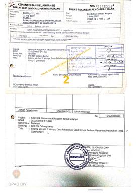 Surat Perintah Pencairan Dana kepada Kelompok Masyarakat Kabupaten Bantul untuk Belanja Lain-lain...