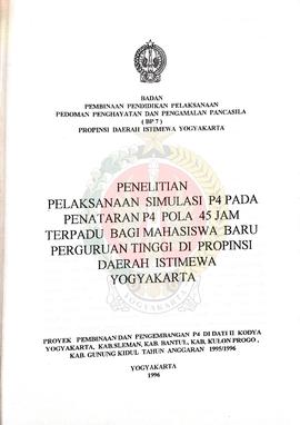 Penelitian Pelaksanaan Simulasi P-4 pada Penataran P-4 Pola 45 Jam Terpadu bagi Mahasiswa Baru Pe...