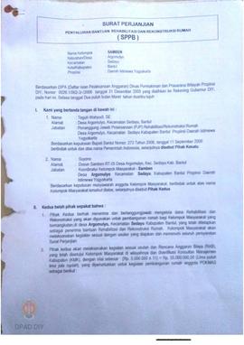 Surat Perjanjian Penyaluran Bantuan Rehabilitasi dan Rekonstruksi Rumah (SPPB) Rusak Berat, Nama ...