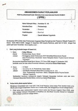 Surat Perjanjian Penyaluran Bantuan Rehabilitasi dan Rekonstruksi Rumah (SPPB),  Nama Kelompok Kr...