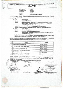 Berita Acara Penarikan/Penggunaan Dana Rehabilitasi/Rekonstruksi Rumah (BAPPD) Rusak Berat, Nama ...