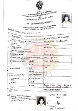 Daftar Riwayat Hidup Peserta Penataran Pemantapan Persiapan Pelaksanaan Desa/Kelurahan Pelopor P-...