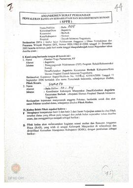 Amandemen Surat Perjanjian Penyaluran Bantuan Rehabilitasi dan Rekonstruksi Rumah (SPPB),  Nama K...