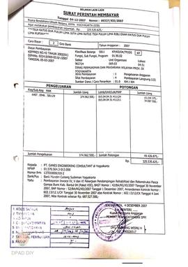 Surat Perintah Pencairan Dana kepada PT. Ganes Engineering Consultant untuk Pembayaran Invoice IV...